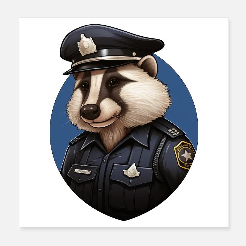 Politiets grævling Poster 20x20 cm
