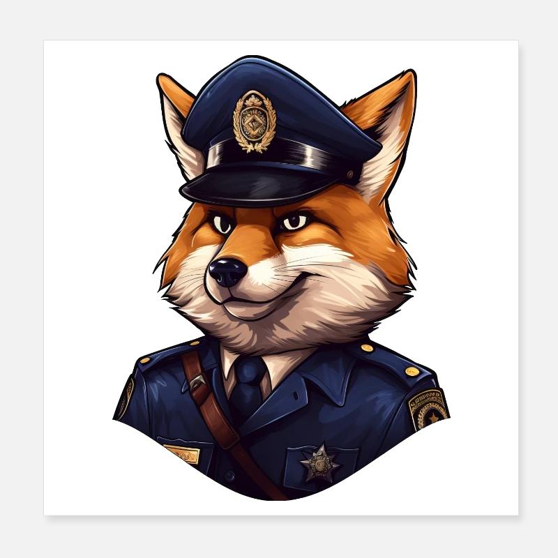 Fuchs Polizist Poster 20x20 cm