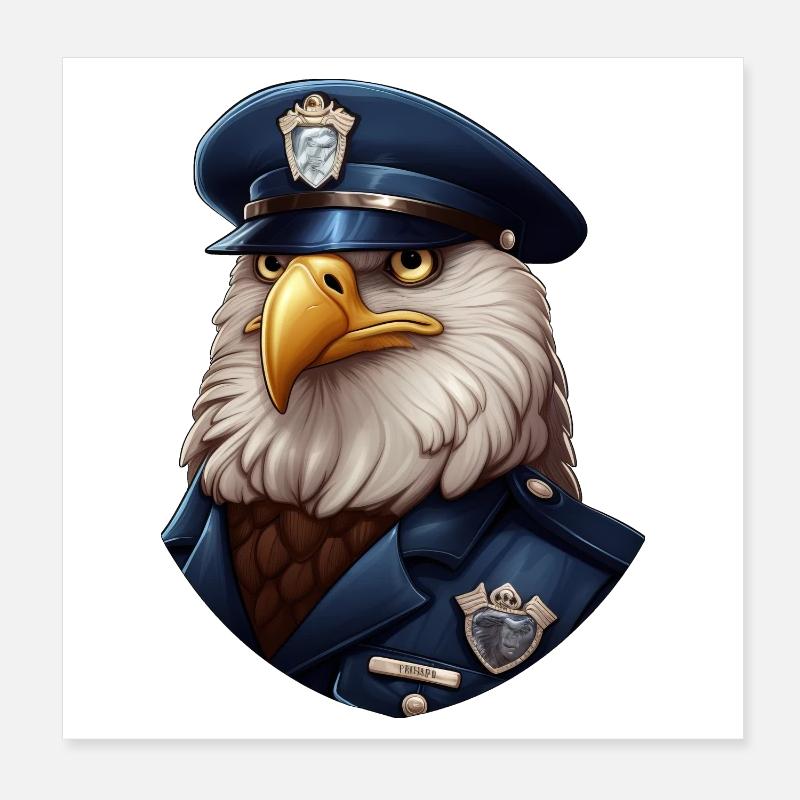 Police Owl Poster 8" x 8" (20x20 cm)