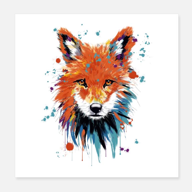 Fox Watercolor Poster 20x20 cm