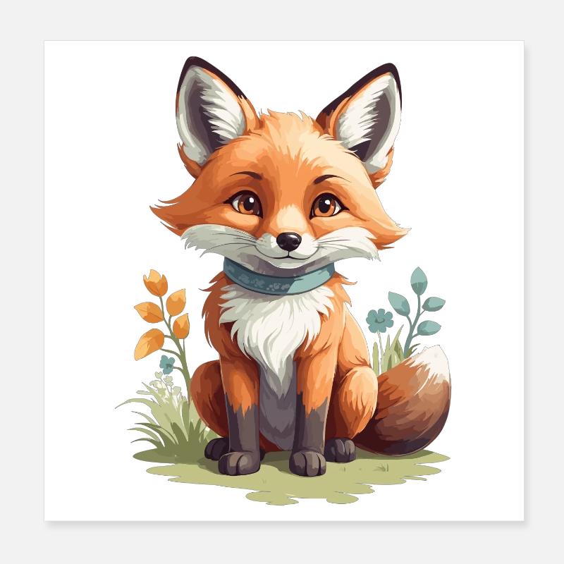 Cute little fox Poster 8" x 8" (20x20 cm)
