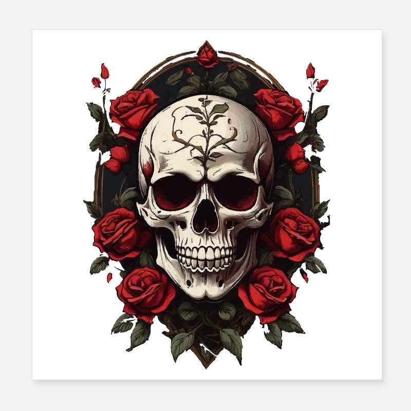Gothic Skull with Rosary Poster 8" x 8" (20x20 cm)