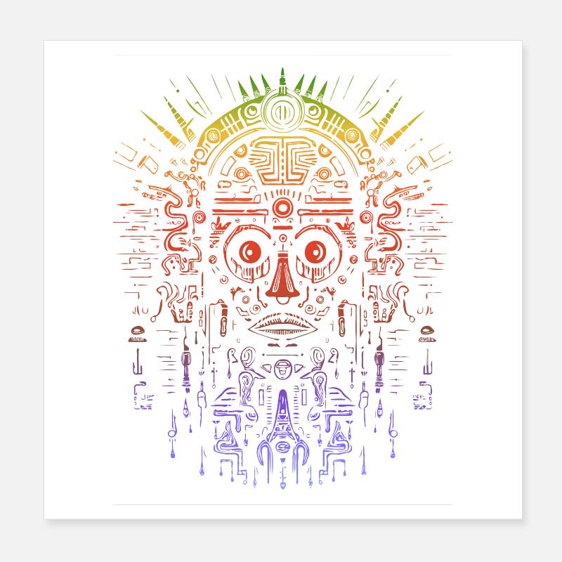 Aztec maske Poster 20x20 cm