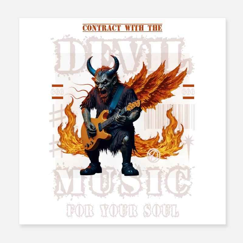 Devil Rock Music Poster 8" x 8" (20x20 cm)