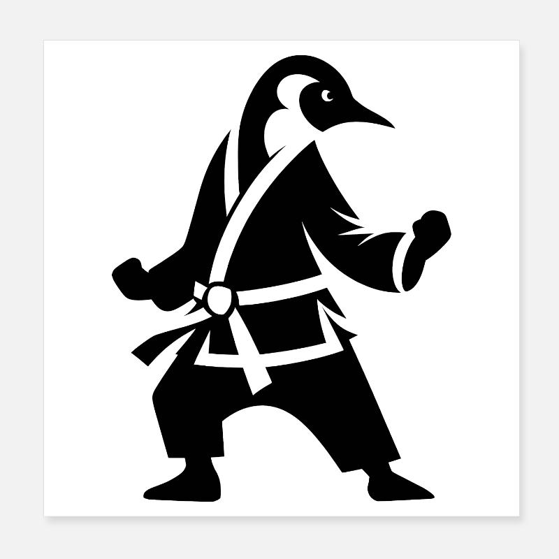 Pinguin Karate Kampfkunst Silhouette Minimalistisc Poster 20x20 cm