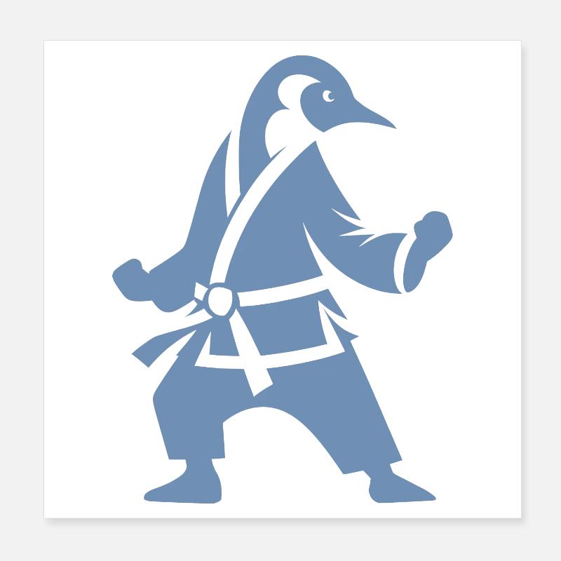 Pinguin Karate Kampfkunst Silhouette Poster 20x20 cm