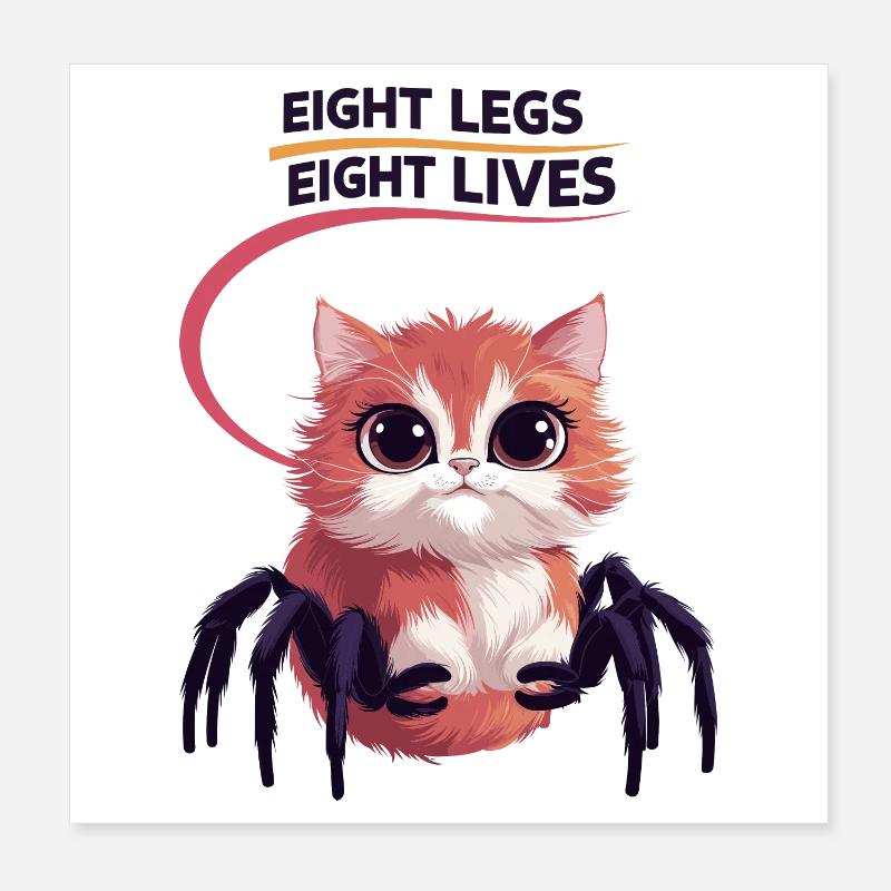 Chat araignées mignonnes Poster 20 x 20 cm
