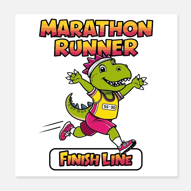 T-Rex Marathonien Poster 20 x 20 cm