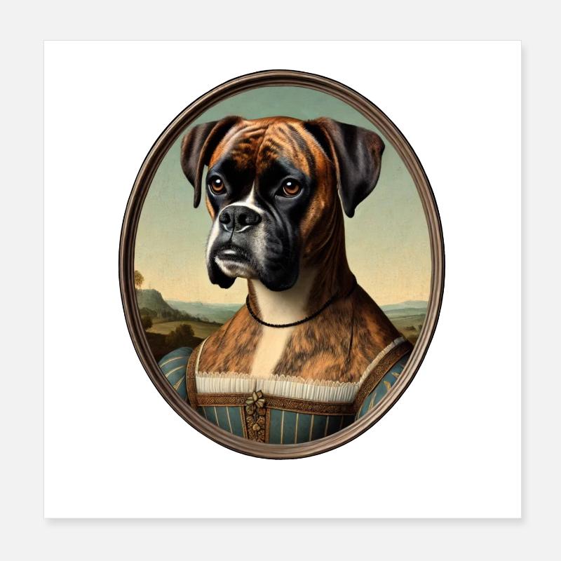 Porträt eines Boxers im Stil der Renaissance Poster 20x20 cm