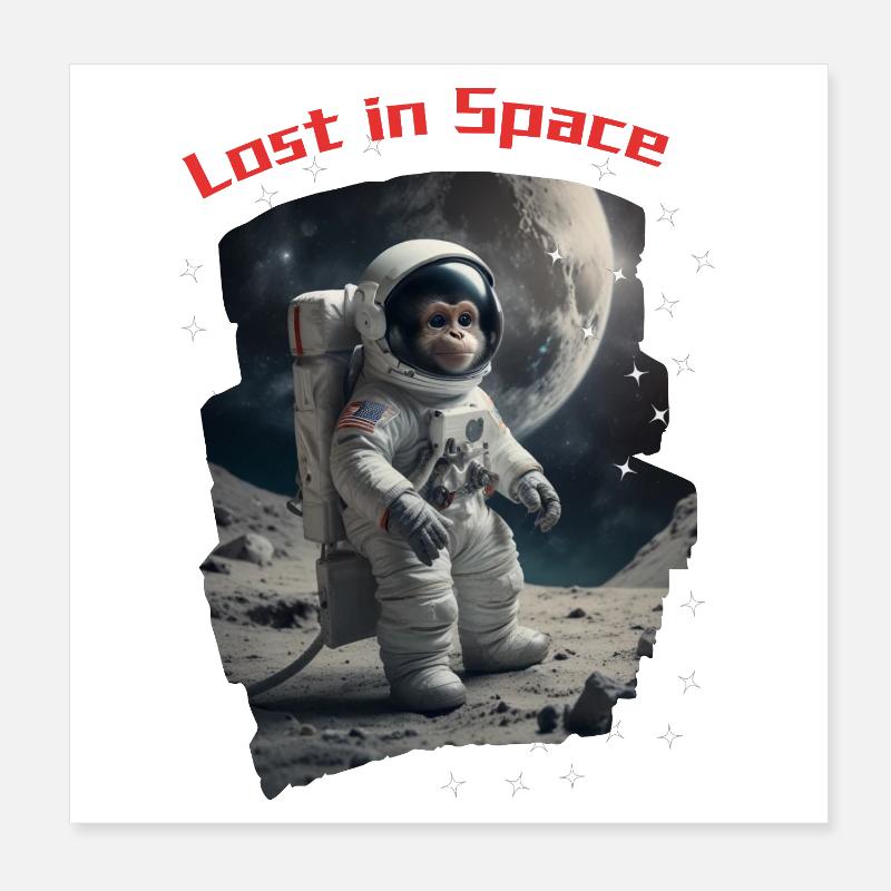Perdu dans l’espace - Monkey en tant qu’astronaute Poster 20 x 20 cm
