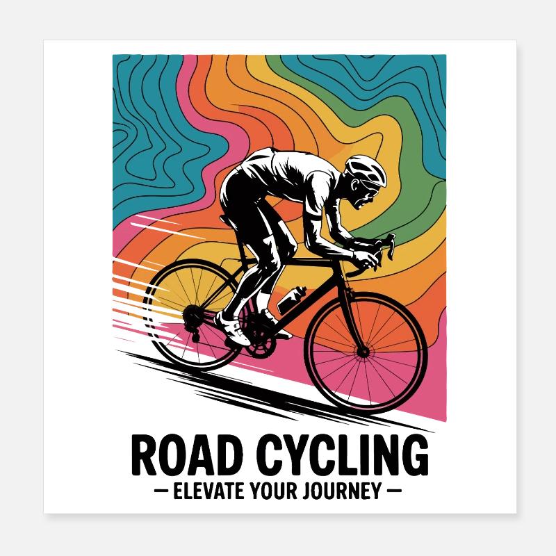 1970s Road Cycling – Retro Map Tee Poster 8" x 8" (20x20 cm)