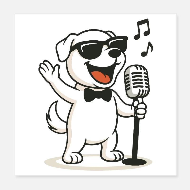 Cooler Karaoke-Hund Poster 20x20 cm