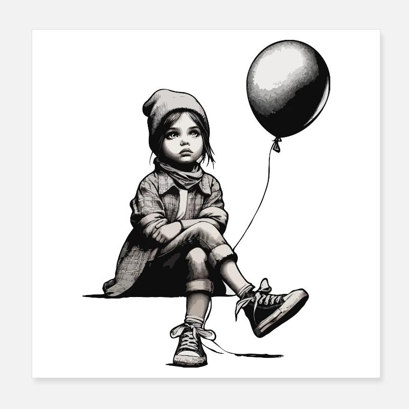 Mädchen mit Luftballon Poster 20x20 cm