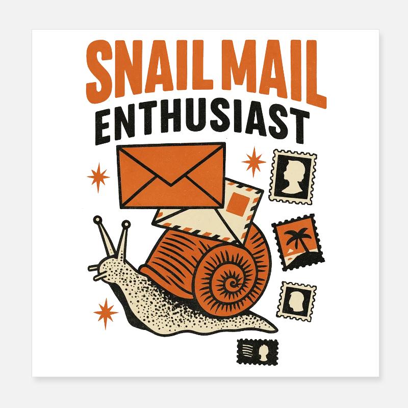 Illustration d'un passionné de courrier postal Poster 20 x 20 cm