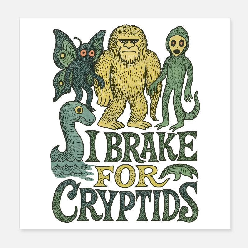 Cryptid Creature Nature Illustration Poster 8" x 8" (20x20 cm)