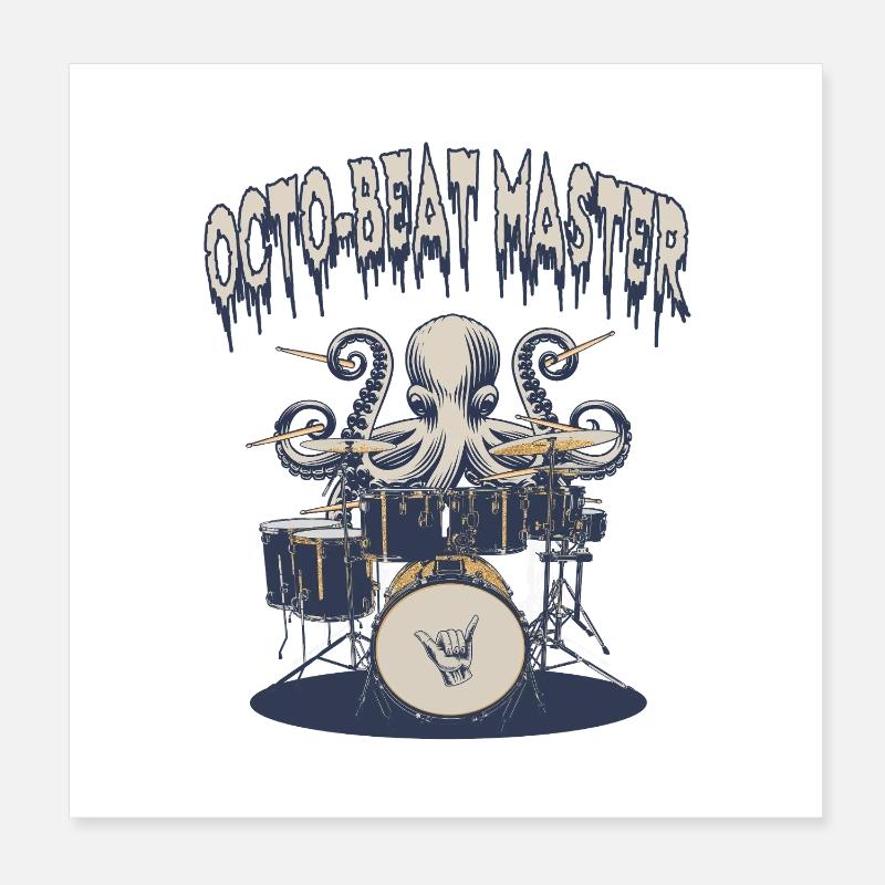 Octopus Beat Master Batteur Poster 20 x 20 cm