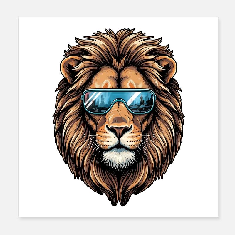 Löwe mit Sonnenbrille Poster 20x20 cm