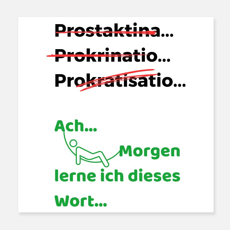 Procrastination drôle dicton hamac Poster 20 x 20 cm