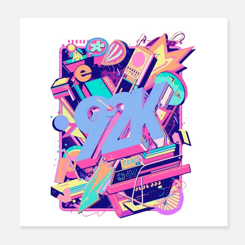 Neon 90s Retro Teaser Y2K Poster 8" x 8" (20x20 cm)