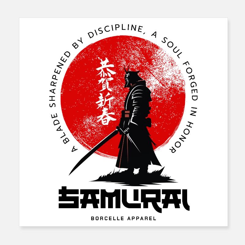 Cercle de lune samouraï Poster 20 x 20 cm