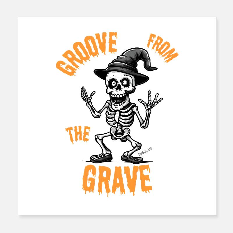 Halloween Dancing Skeleton – Fun Style Poster 8" x 8" (20x20 cm)