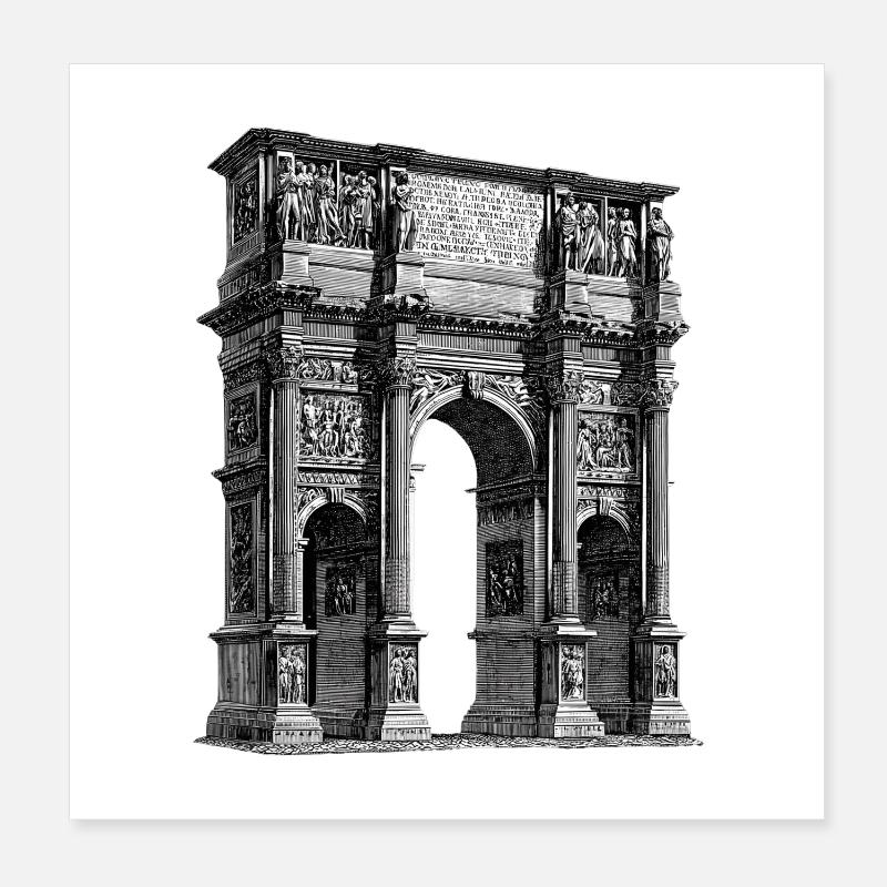Arc de triomphe romain – Gravure antique Poster 20 x 20 cm