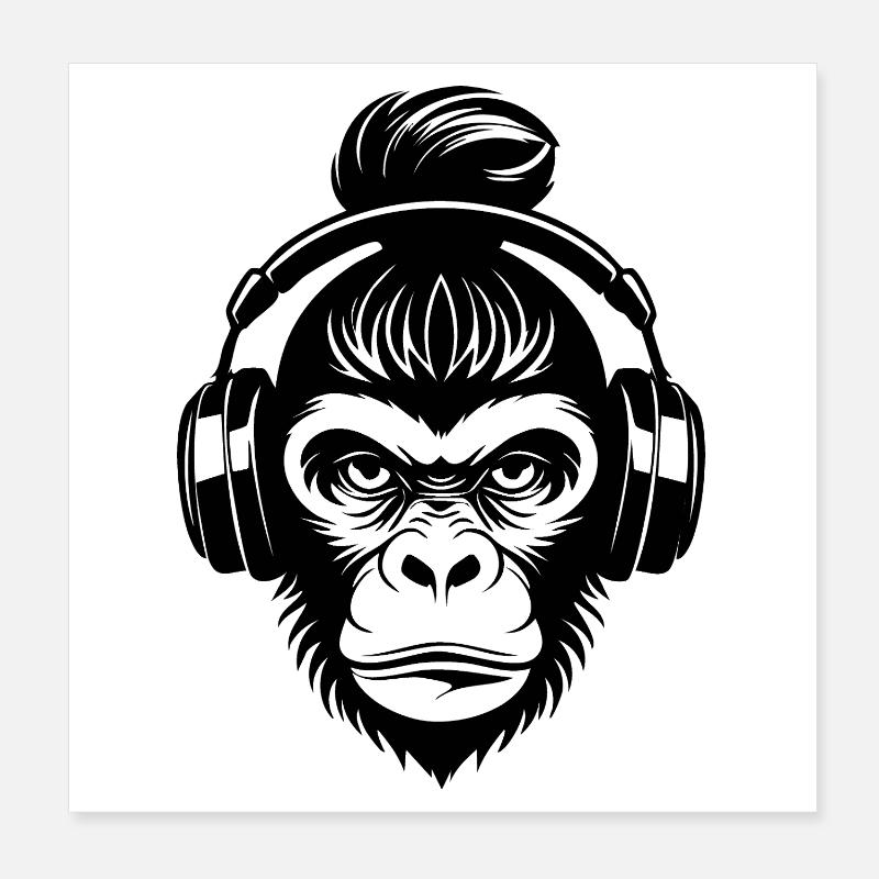 Monkey Head Skate Rhythm Beat Chemise Poster 20 x 20 cm
