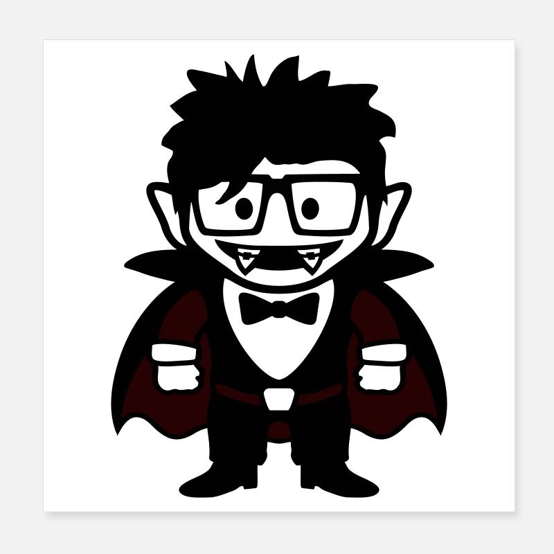 Funny Nerd Vampire with Glasses and Bow Tie Poster 8" x 8" (20x20 cm)