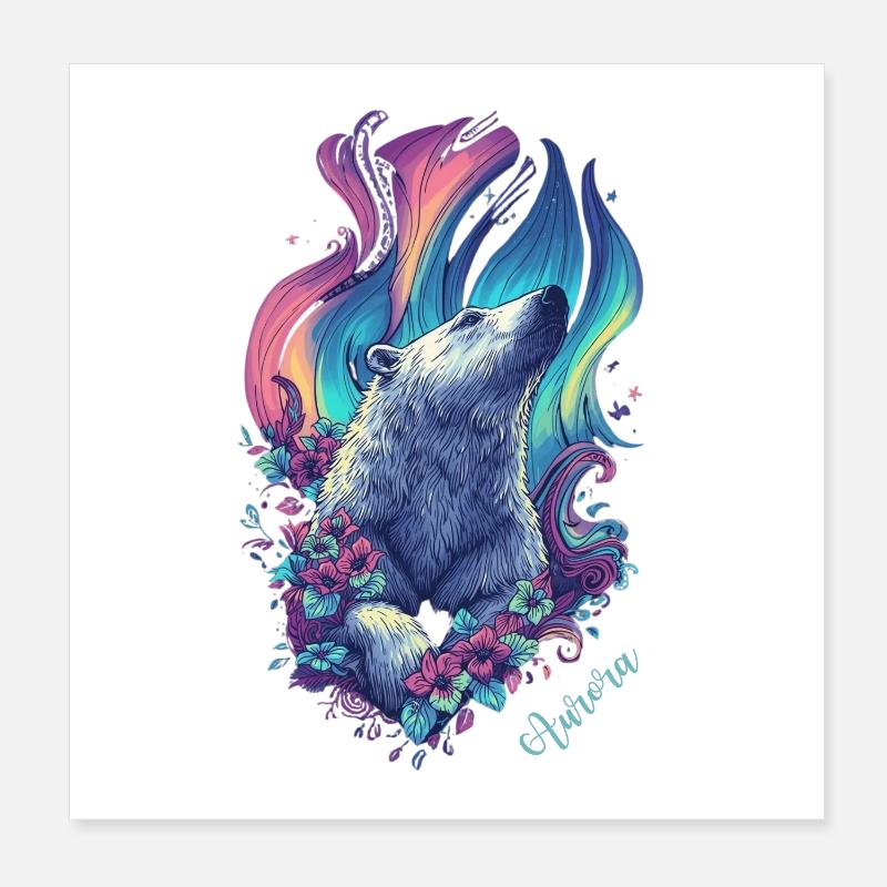Aurora Bear Poster 20x20 cm