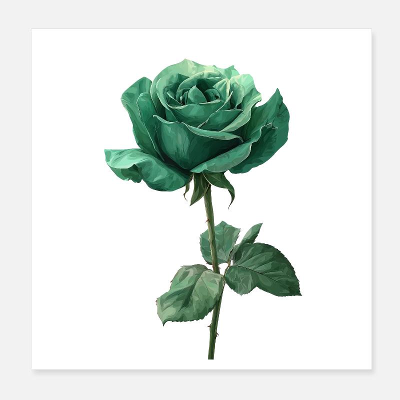Emerald Green Rose Poster 8" x 8" (20x20 cm)