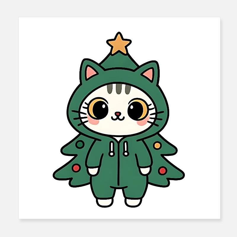 Kätzchen Tannenbaum Kostüm Poster 20x20 cm