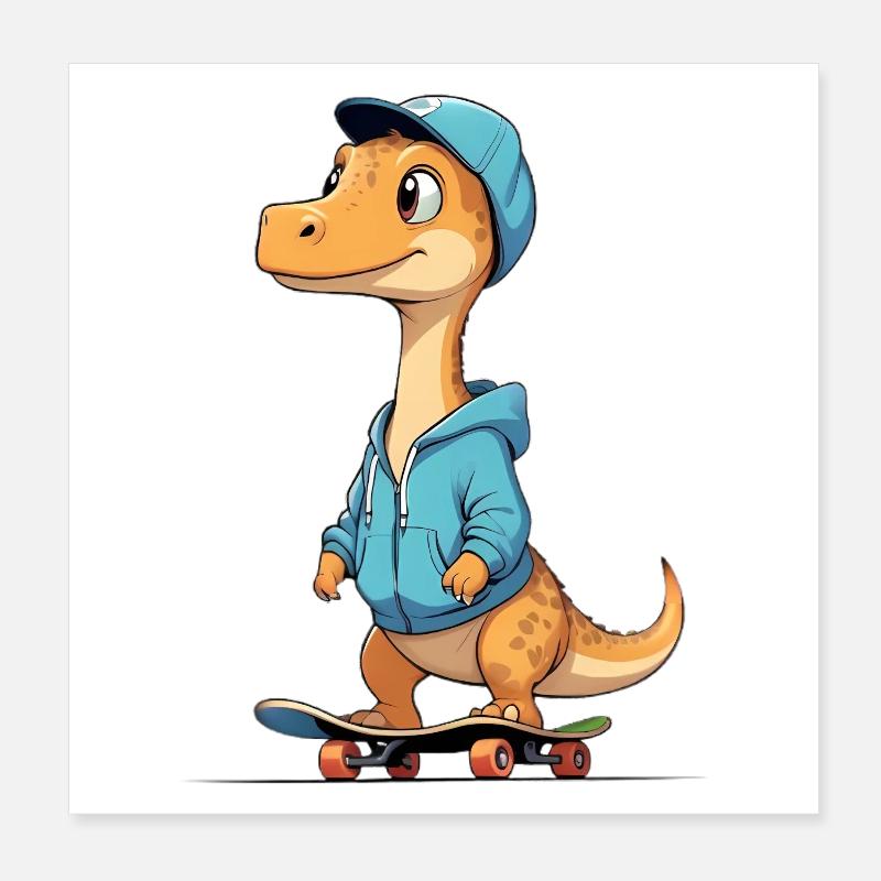 Conception du sweat à capuche Dino Skater Poster 20 x 20 cm