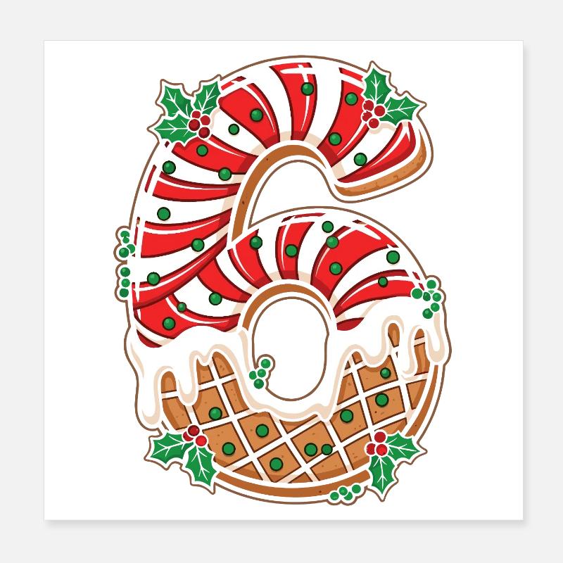 Glaçage Chiffre de Noël 6 Poster 20 x 20 cm