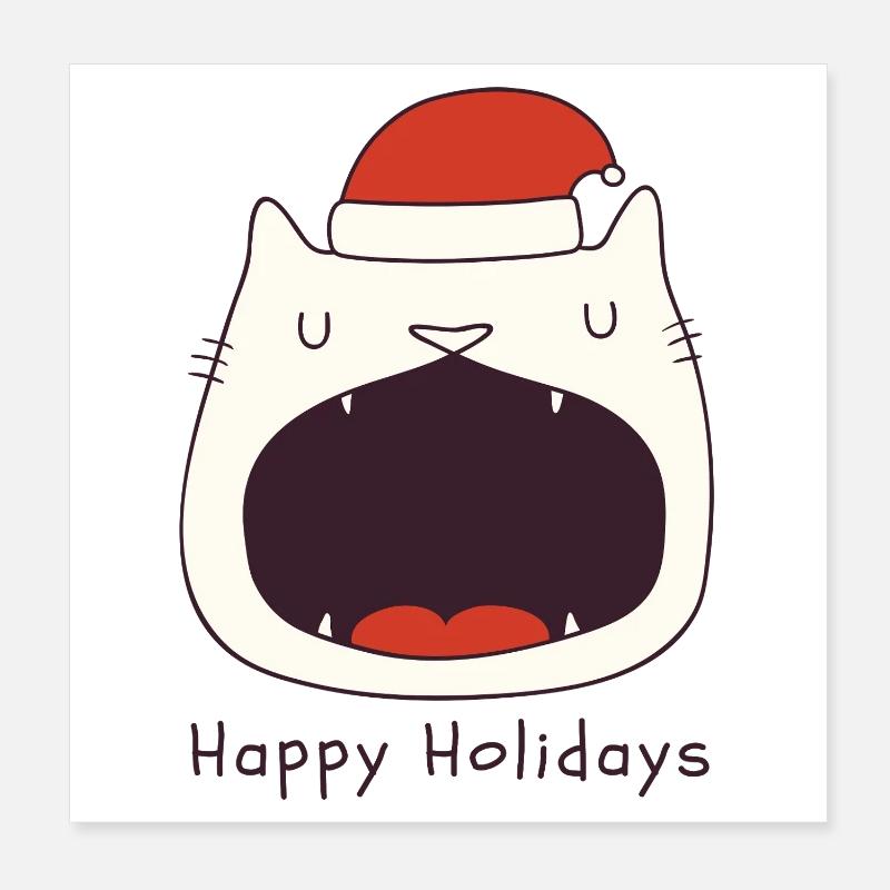 Drôle de chat de Noël Poster 20 x 20 cm