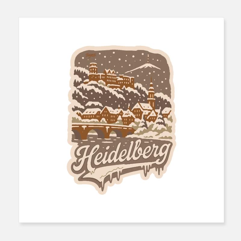 Ville enneigée de Heidelberg Poster 20 x 20 cm