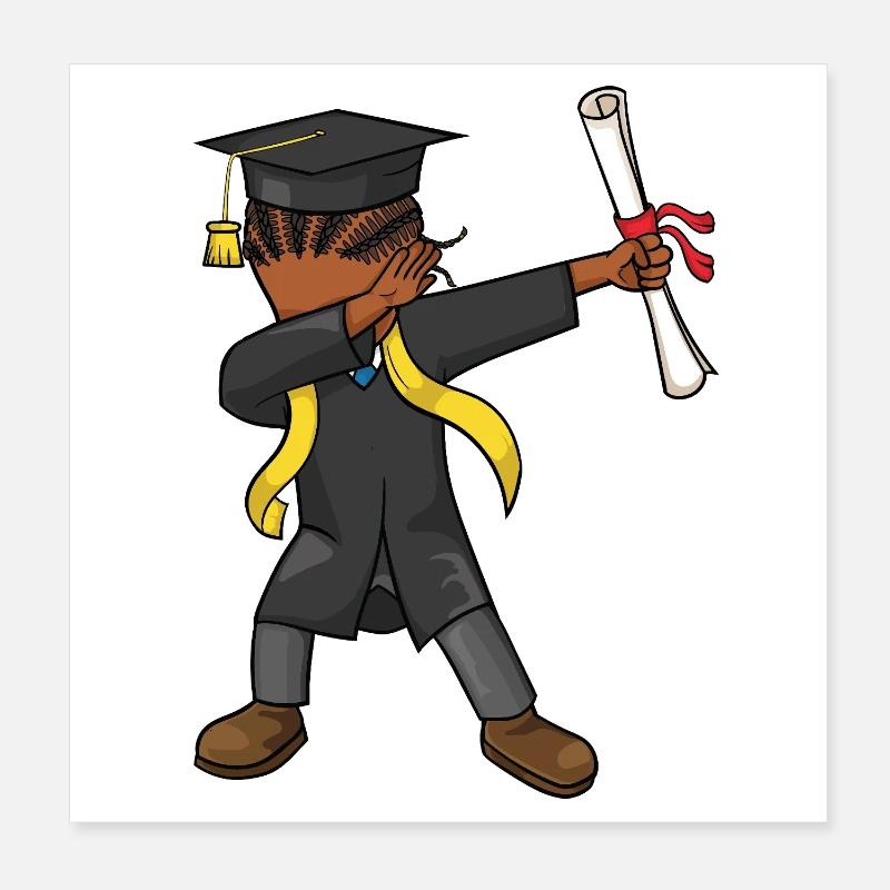 Afro Dabbing Kid Graduation Class 2026 Graduates Poster 8" x 8" (20x20 cm)