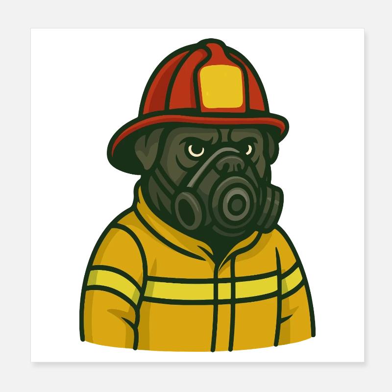 Masque à gaz pompier Poster 20 x 20 cm