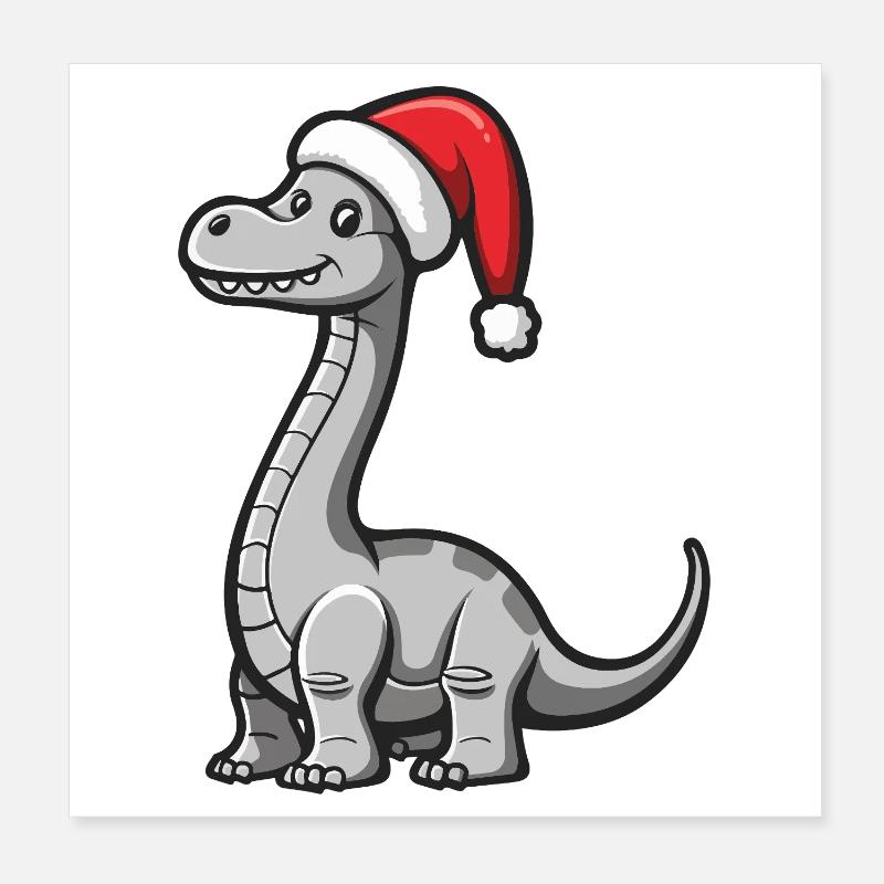 Dinosaurier brontosaurus Weihnachten Poster 20x20 cm