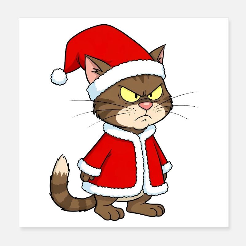 Cat Christmas grim funny Poster 8" x 8" (20x20 cm)
