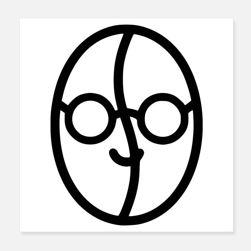 Coffee love: Coffee bean with glasses Poster 8" x 8" (20x20 cm)