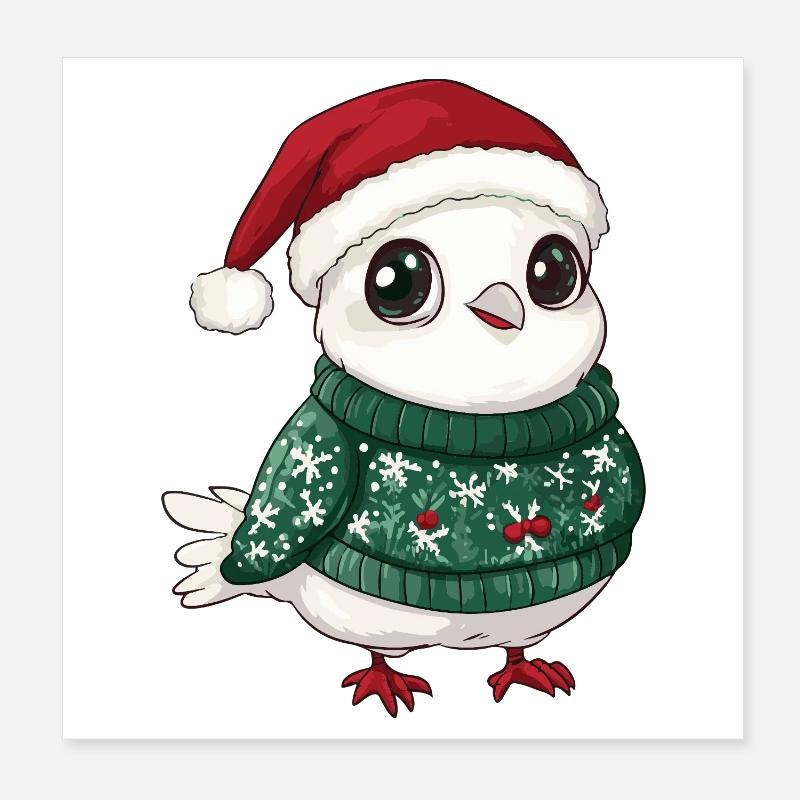 Taube Vogel Weihnachten Xmas Poster 20x20 cm