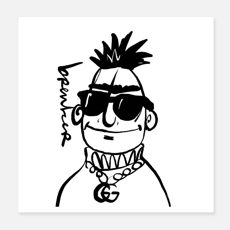 Minimalist Face Line Drawing Poster 8" x 8" (20x20 cm)