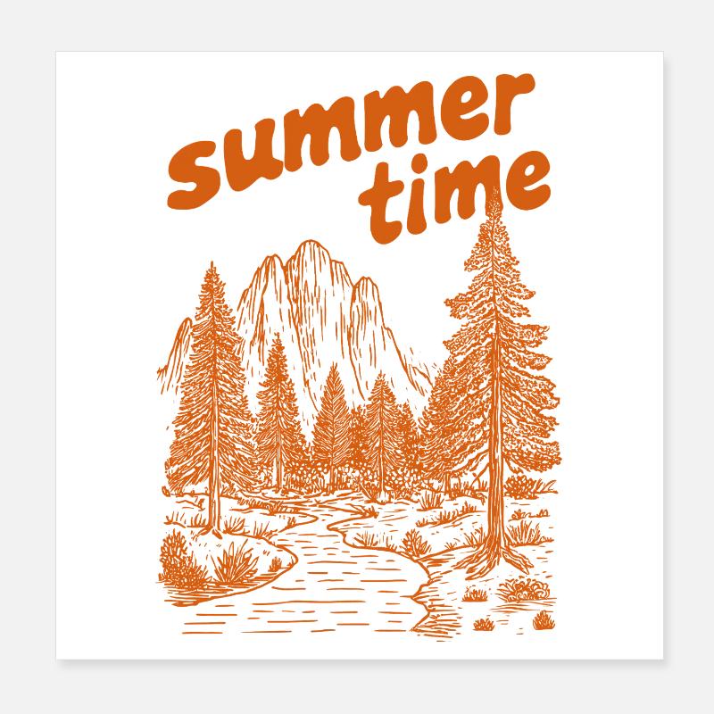 Silhouette de la nature estivale Poster 20 x 20 cm