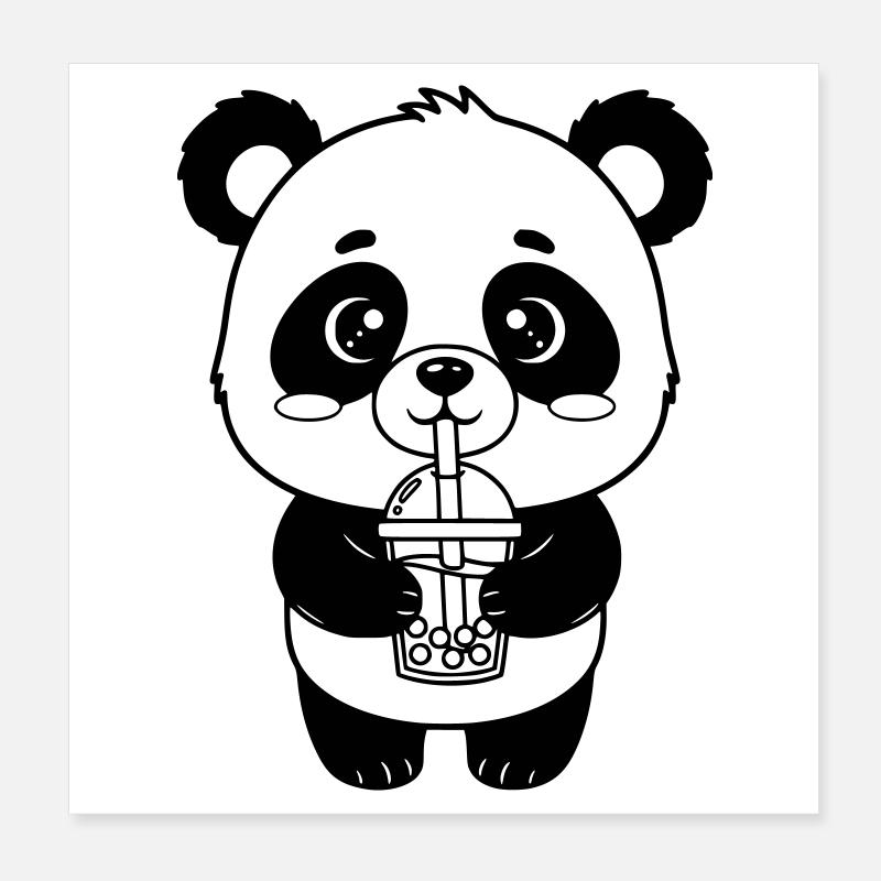 Panda mit Trinkbecher Poster 20x20 cm