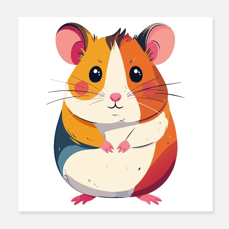 süßer kleiner bunter Hamster Patchwork Motiv Poster 20x20 cm