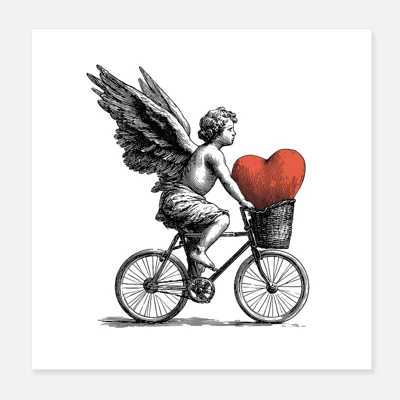 Ange du cœur à vélo Poster 20 x 20 cm