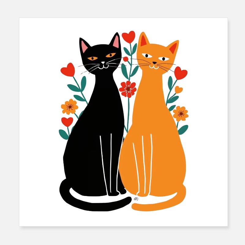 Des chats amoureux Poster 20 x 20 cm