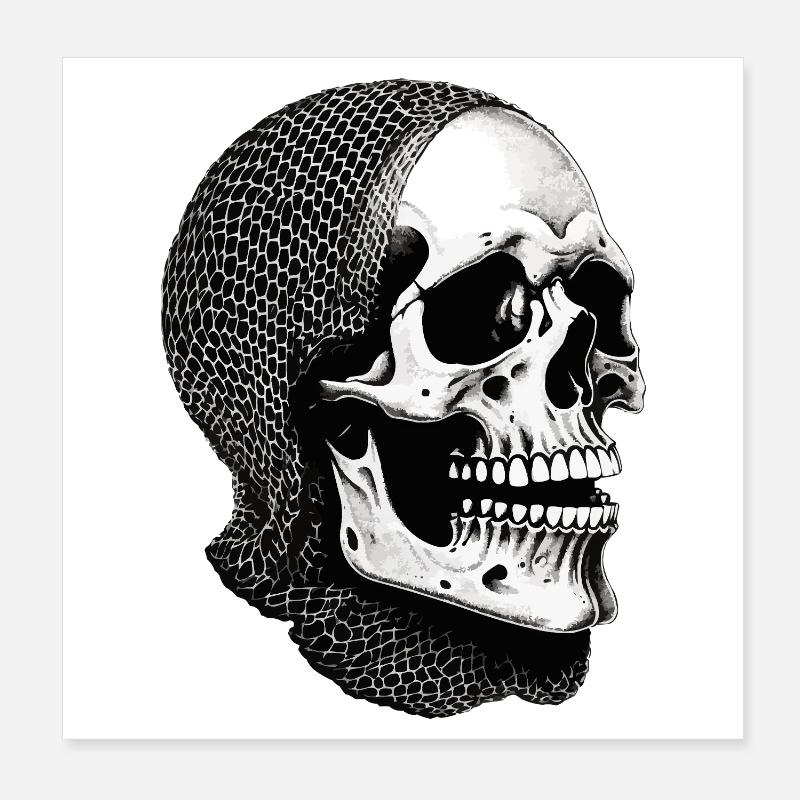 Skull in a net scarf Poster 8" x 8" (20x20 cm)