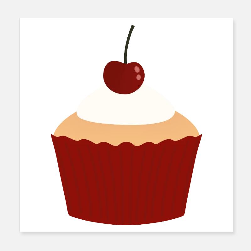 Charme Cupcake à la Crème Cerise Poster 20 x 20 cm