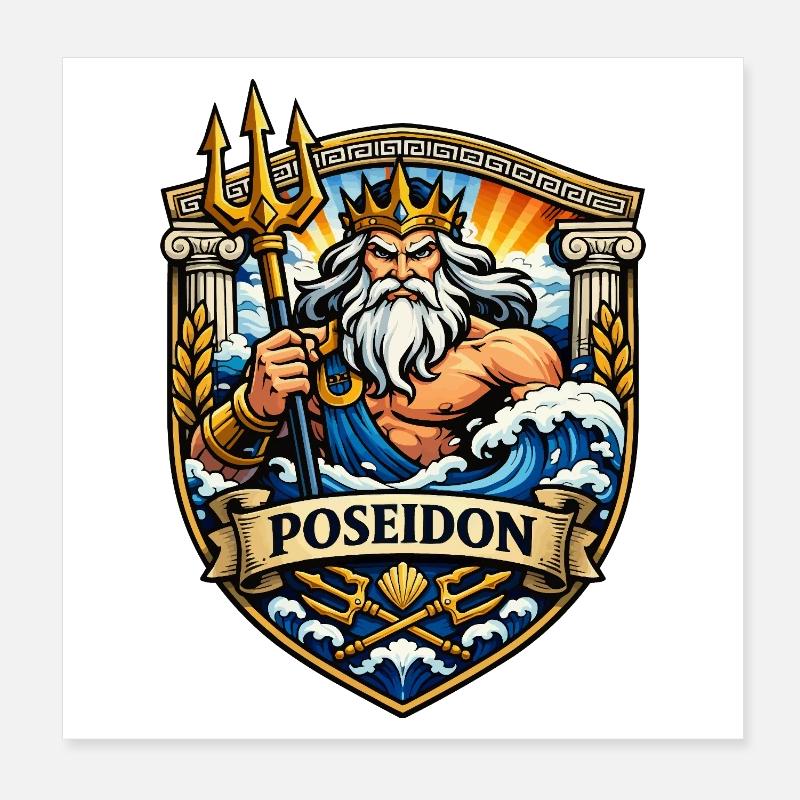 Poseidon Meeresgott  Poster 20x20 cm